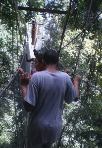 boy walking on KK ladder walkway