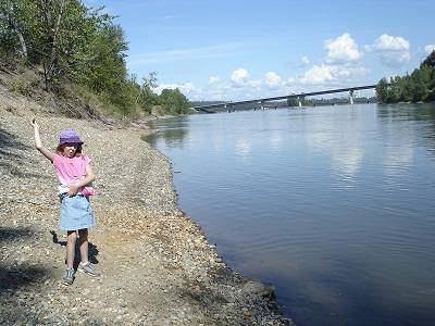 Child at lake in british coloumbi