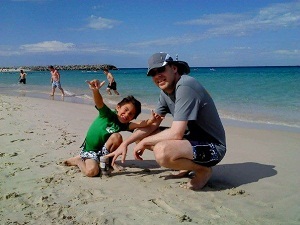 father and son at cottesloe beac