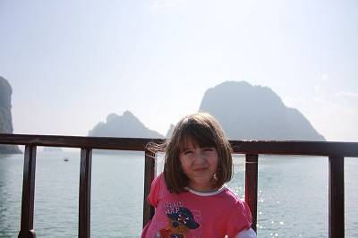 girl on a boat in halong bay