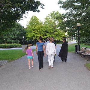 kids walking on the haunted walk