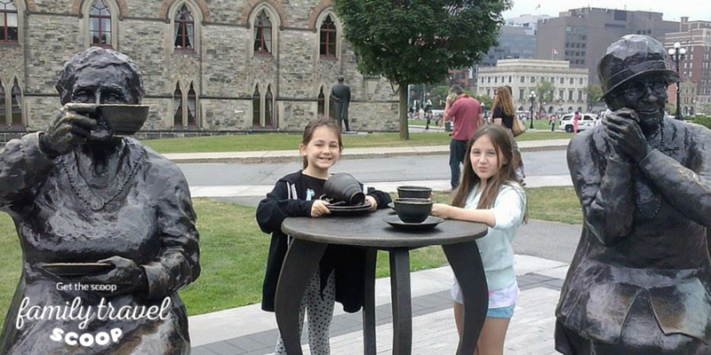 Kids in front of parliament buildings in Ottawa