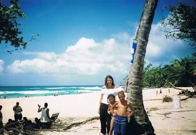 kids and mum on beach at puerto plata