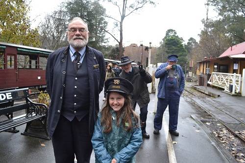 Child with Puffing Billy conducto