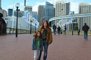 kids on the pathway at darling harbour