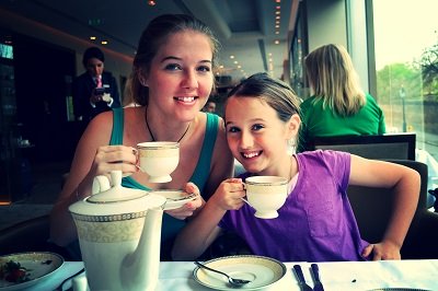 girls having afternoon tea