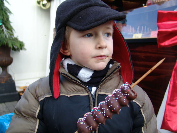 boy eating a chocolate treat