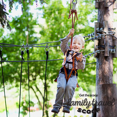 boy ziplining in Canada