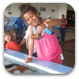 child at aquarium