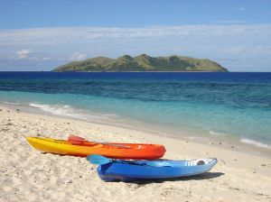 kayaks on beach