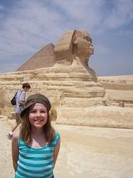 girl in from of the Sphinx in Cairo,Egypt