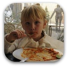 girl eating pasta