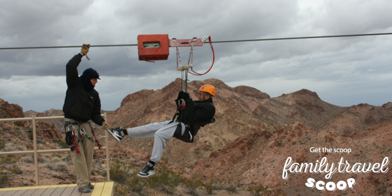 Teenager ziplining outside of Las Vegas