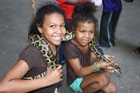 two girls with snakes in penang