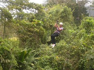 boy ziplining in Costa Rica